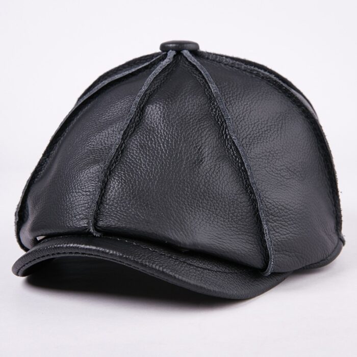 Mens Newsboy Caps Real Cow Leather Women Casual Brown Cap Ivy Duckbill Hats - 图片 15