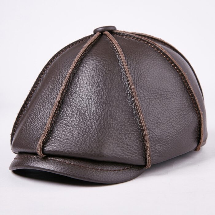 Mens Newsboy Caps Real Cow Leather Women Casual Brown Cap Ivy Duckbill Hats - 图片 16