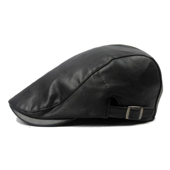 PU Leather Cap Ivy Newsboy Cabbie Gatsby Golf Driving Hat - 图片 3