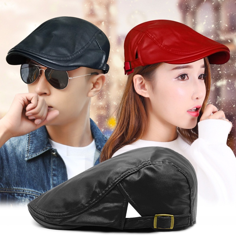 PU Leather Cap Ivy Newsboy Cabbie Gatsby Golf Driving Hat