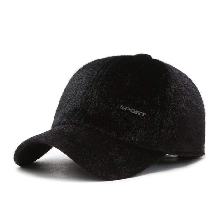 Faux Mink Hat Baseball Cap Faux Fur Outdoor Warm Earmuffs Men's Winter leather Hat - 图片 3