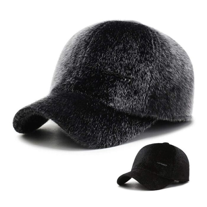 Faux Mink Hat Baseball Cap Faux Fur Outdoor Warm Earmuffs Men's Winter leather Hat