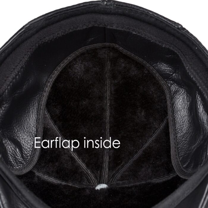 Cowhide Genuine Leather Men Berets Cap Hat  Fashion Men's Real Leather Baseball Caps Winter Warm Hats - 图片 12