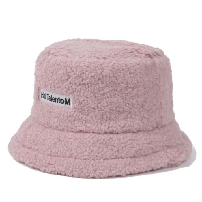 Solid Color Warm Plush Thicken Hiking Caps Lamb Wool Hat Basin Hat Unisex Fisherman Hat  (56-58cm) - 图片 8