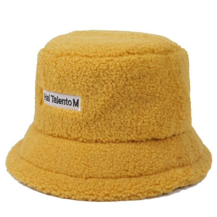 Solid Color Warm Plush Thicken Hiking Caps Lamb Wool Hat Basin Hat Unisex Fisherman Hat  (56-58cm) - 图片 10