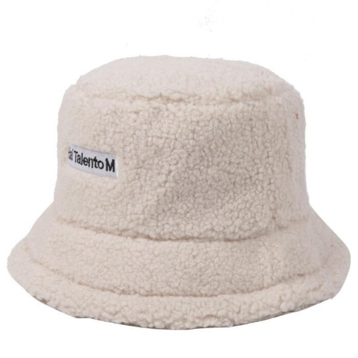 Solid Color Warm Plush Thicken Hiking Caps Lamb Wool Hat Basin Hat Unisex Fisherman Hat  (56-58cm) - 图片 12