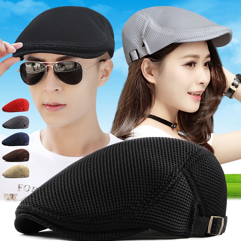 Adjustable Breathable Mesh Hat  Newsboy Beret Ivy Cap Cabbie Flat Cap
