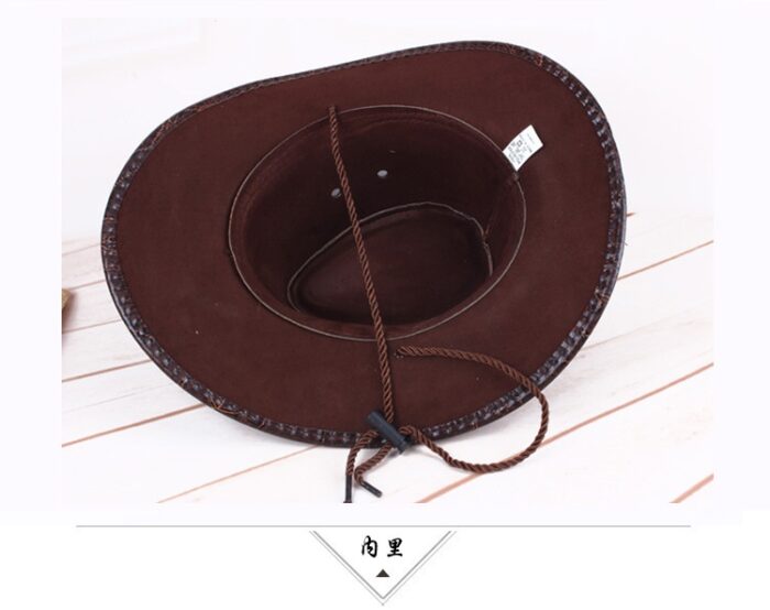 Western Cowboy Hat Outdoor Wide Brim Hat Cuero Unisex Sombrero De Cowboy Del Oeste Caballero Sombrero Cosplay - 图片 9
