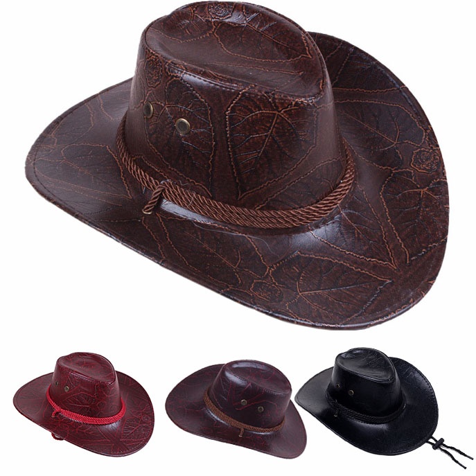Western Cowboy Hat Outdoor Wide Brim Hat Cuero Unisex Sombrero De Cowboy Del Oeste Caballero Sombrero Cosplay