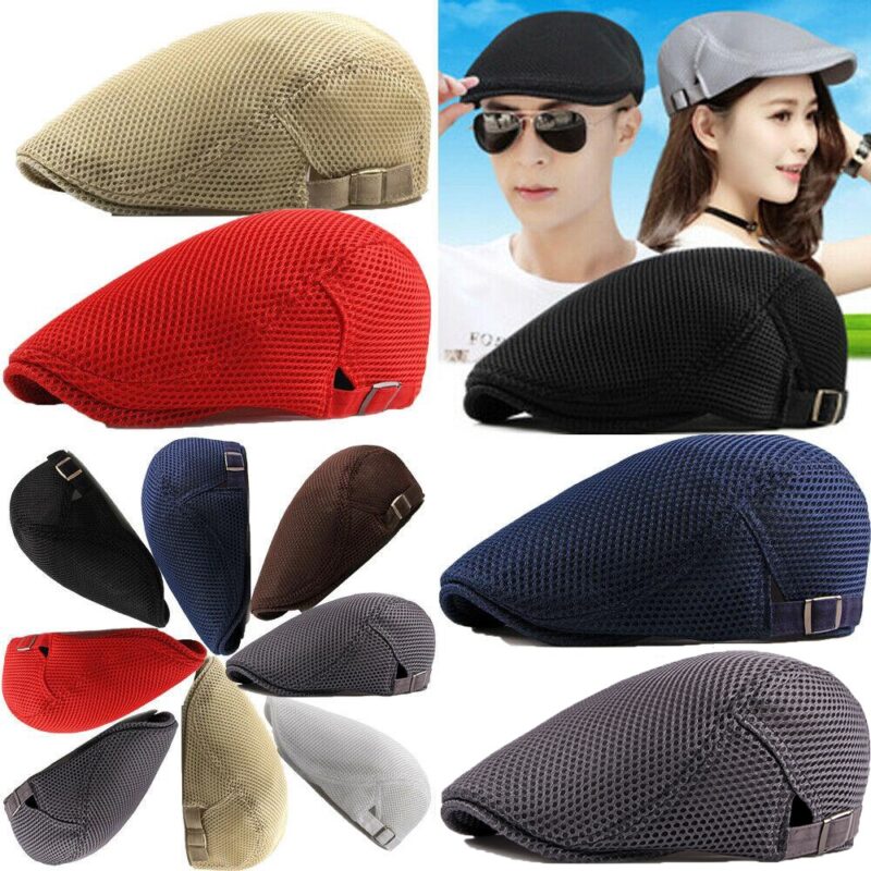 Mesh  Hat Breathable Flat Cap Adjustable Newsboy Beret Ivy Cap Cabbie