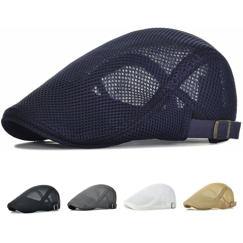 Breathable Mesh Cap Summer Hat Newsboy Beret Ivy Cap Cabbie Flat Cap