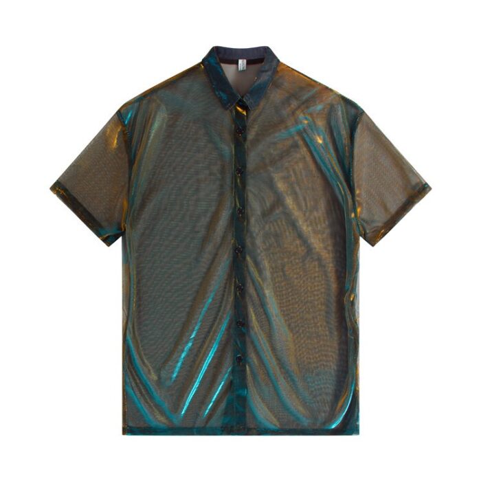Streetwear Mesh Gradient Laser Women Sunproof  Shawl Summer Oversize Sun Protection See Through Blouse - 图片 8