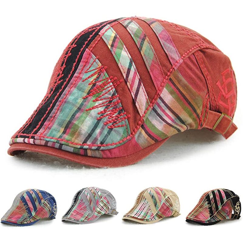 Cotton Flat Cap Ivy Gatsby Newsboy Hunting Beret Cap Adjustable Sun Hat for Men and Women