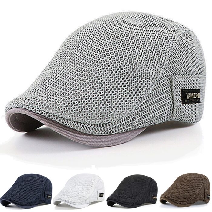 Unisex Cabbie Flat Cap Breathable Summer Mesh Hat Adjustable Newsboy Beret Ivy Cap