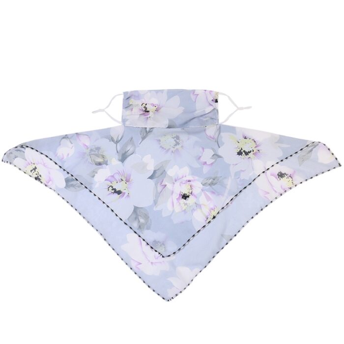 Women UV Neck Gaiter Seamless Adjustable Dust Face Scarf Bandana Silk Chiffon Floral - 图片 8
