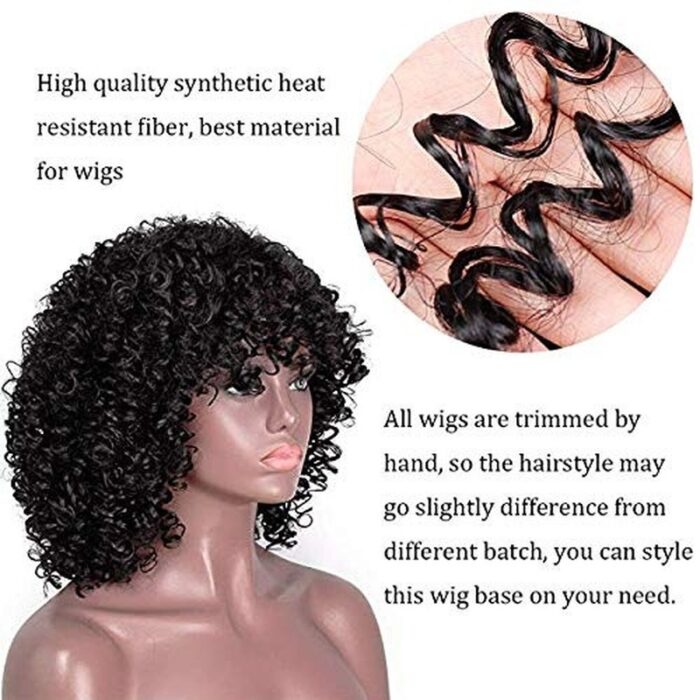 Short Afro Kinkys Curly Hair Wig Afro Wig Short Brown Synthetic Afro Curly Hair Wigs for Women Side Part Wig - 图片 13