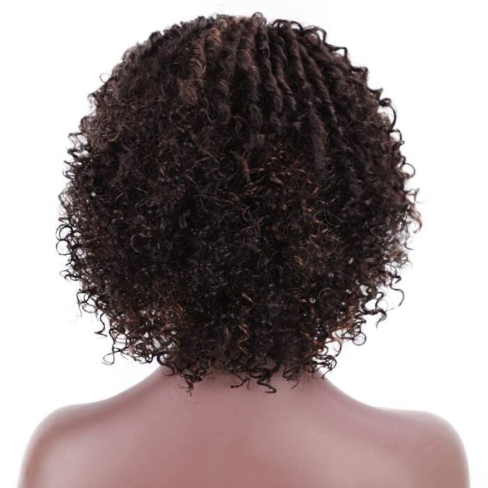 Short Afro Kinkys Curly Hair Wig Afro Wig Short Brown Synthetic Afro Curly Hair Wigs for Women Side Part Wig - 图片 6