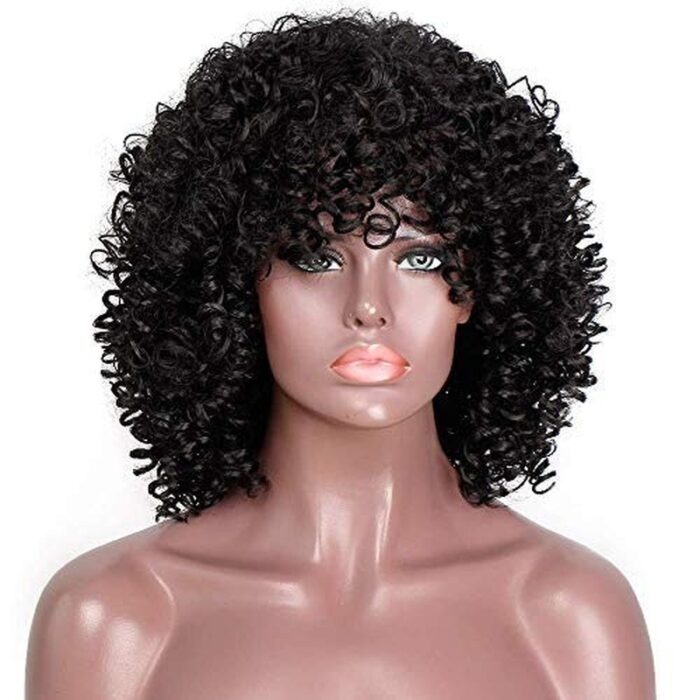Short Afro Kinkys Curly Hair Wig Afro Wig Short Brown Synthetic Afro Curly Hair Wigs for Women Side Part Wig - 图片 10