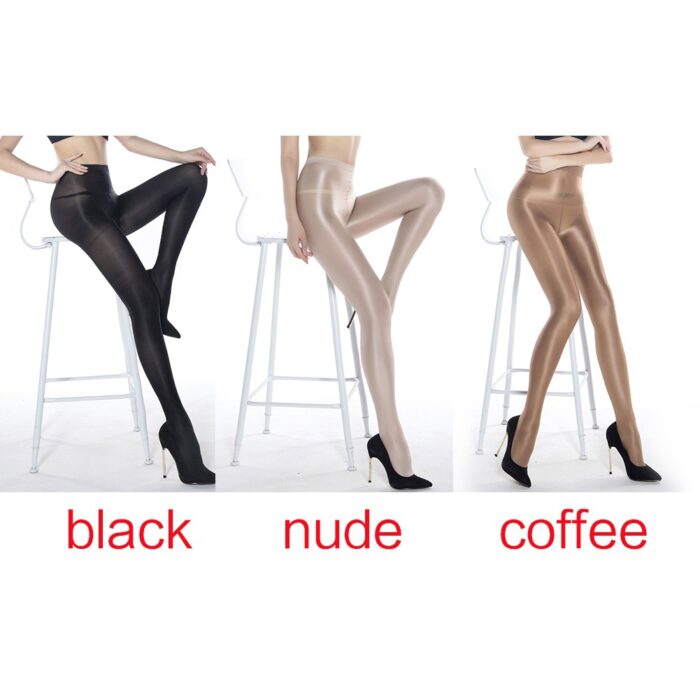 Women Sexy Fashion Sheer Stretch Tights Shiny Glossy Shaping Stockings 70D Oil Pantyhose - 图片 3
