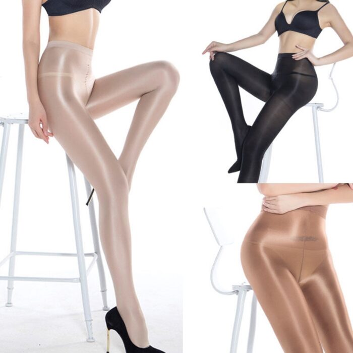 Women Sexy Fashion Sheer Stretch Tights Shiny Glossy Shaping Stockings 70D Oil Pantyhose - 图片 4