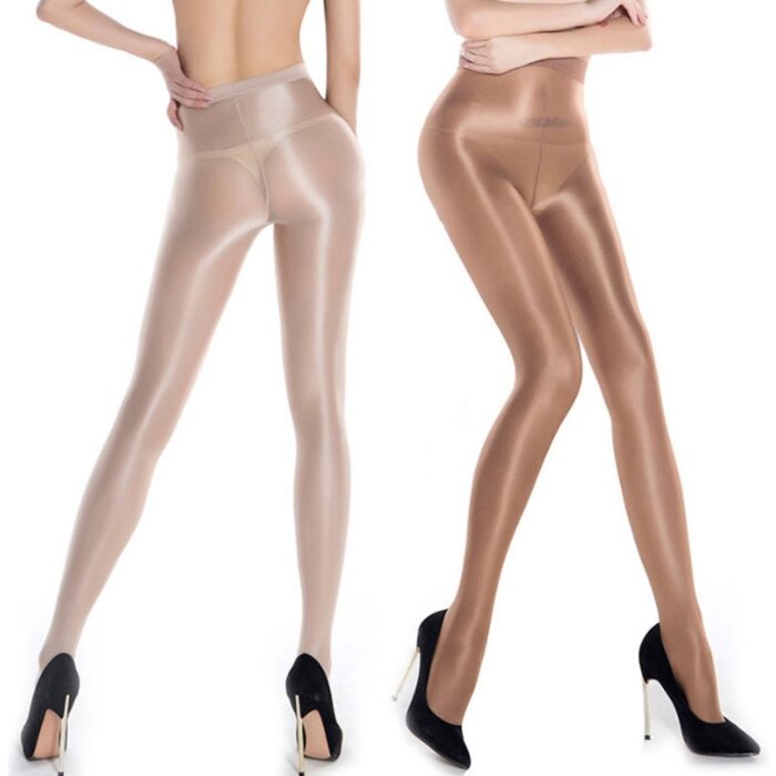 Women Sexy Fashion Sheer Stretch Tights Shiny Glossy Shaping Stockings 70D Oil Pantyhose - 图片 2