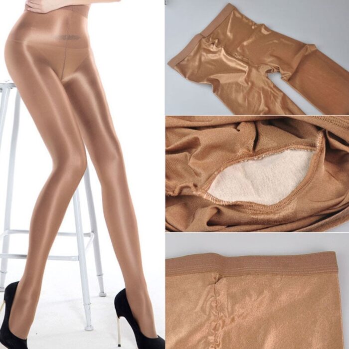 Women Sexy Fashion Sheer Stretch Tights Shiny Glossy Shaping Stockings 70D Oil Pantyhose - 图片 4