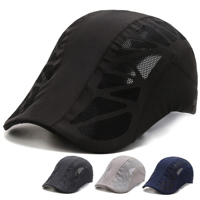Breathable Summer Flat Cap  Mesh Hat Adjustable Newsboy Beret Ivy Cap Unisex Cabbie Cap