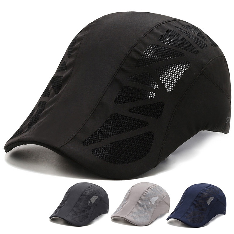 Breathable Summer Flat Cap  Mesh Hat Adjustable Newsboy Beret Ivy Cap Unisex Cabbie Cap