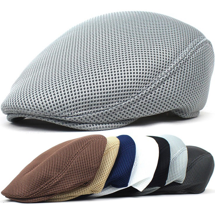 Men Mesh Flat Cap Breathable Summer Newsboy Hat Beret Cabbie Ivy Hat Gatsby Newsboy Hat for Driving Hunting Cap