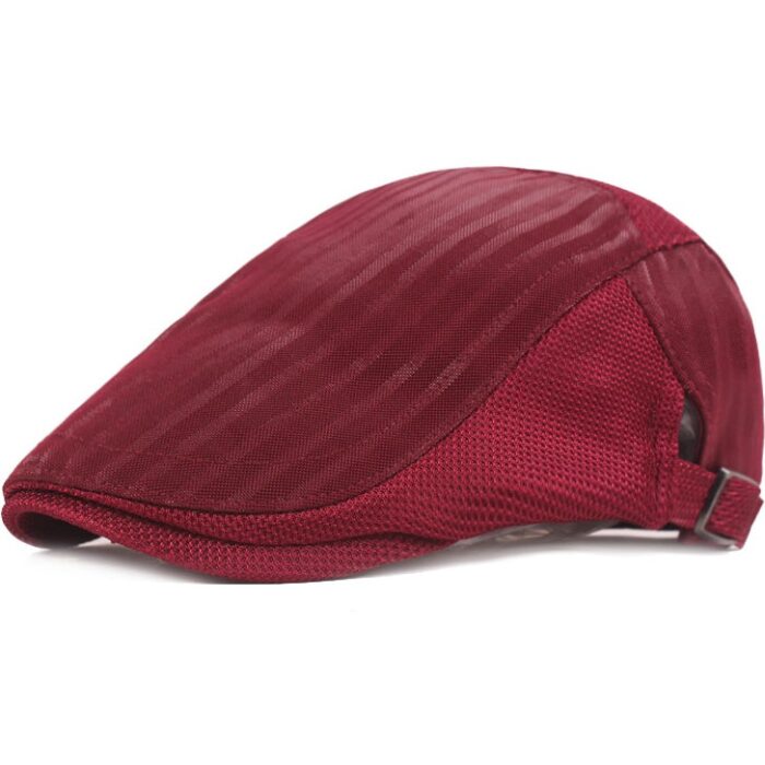 Men Striped Mesh Flat Cap Adjustable Breathable Summer Newsboy Hat Beret Cabbie Ivy Hat Gatsby Newsboy Hat for Driving Hunting Cap - 图片 2