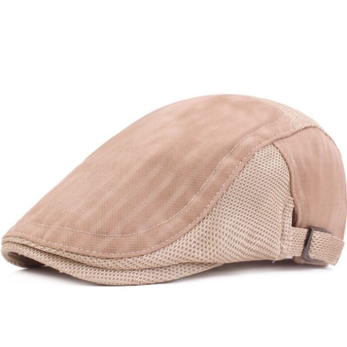 Men Striped Mesh Flat Cap Adjustable Breathable Summer Newsboy Hat Beret Cabbie Ivy Hat Gatsby Newsboy Hat for Driving Hunting Cap - 图片 3