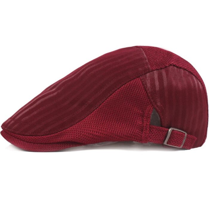 Men Striped Mesh Flat Cap Adjustable Breathable Summer Newsboy Hat Beret Cabbie Ivy Hat Gatsby Newsboy Hat for Driving Hunting Cap - 图片 7