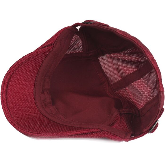 Men Striped Mesh Flat Cap Adjustable Breathable Summer Newsboy Hat Beret Cabbie Ivy Hat Gatsby Newsboy Hat for Driving Hunting Cap - 图片 9