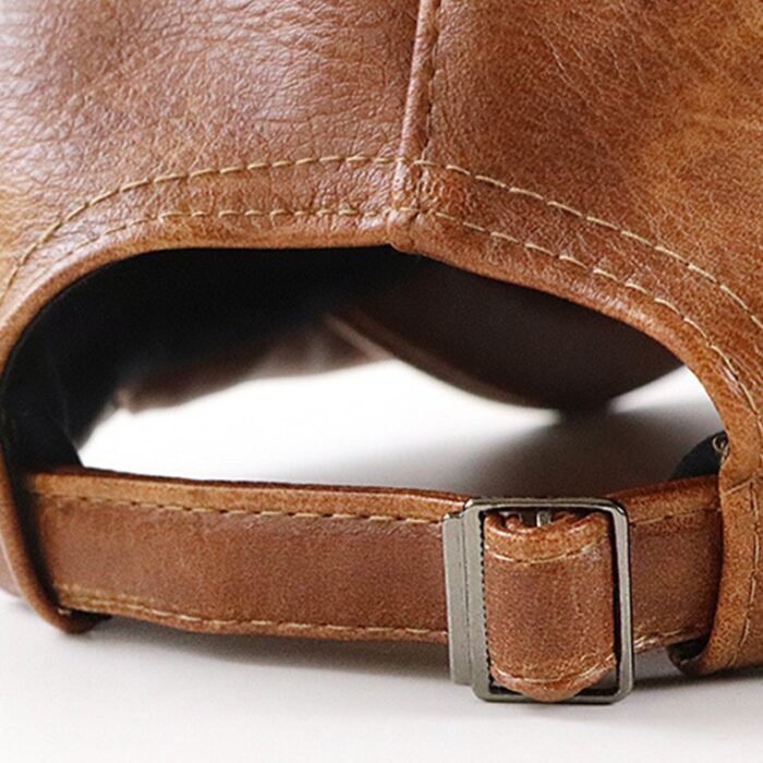 Mens Sports Leather Cap Beret Hunting Hat Beanie Trucker Leather Cap - 图片 6