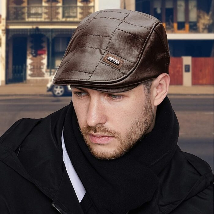 Men Adjustable PU Leather Ivy Cap Newsboy Hat Fishing Hat for Men - 图片 11