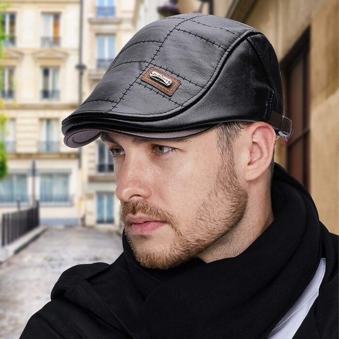 Men Adjustable PU Leather Ivy Cap Newsboy Hat Fishing Hat for Men - 图片 12