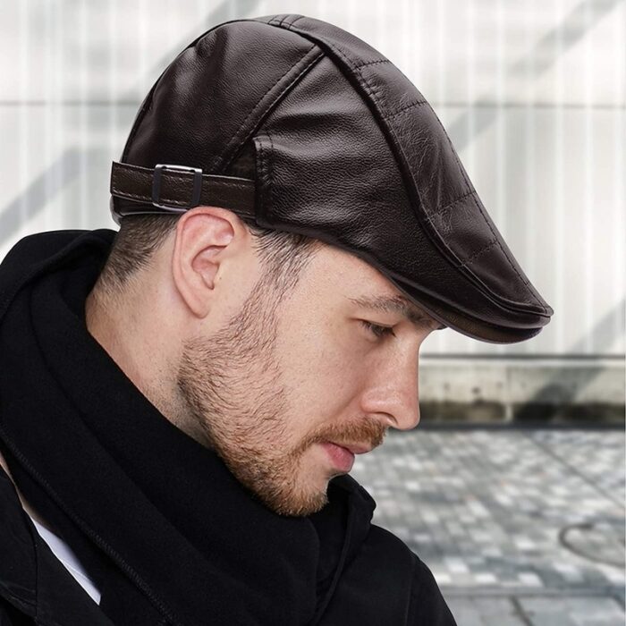Men Adjustable PU Leather Ivy Cap Newsboy Hat Fishing Hat for Men - 图片 13