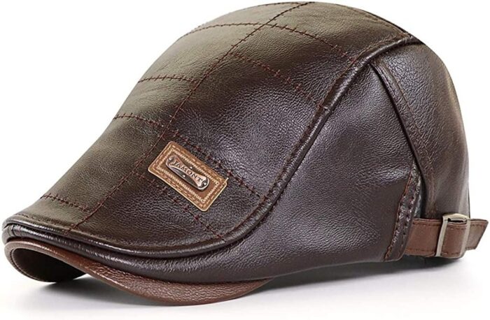 Men Adjustable PU Leather Ivy Cap Newsboy Hat Fishing Hat for Men - 图片 3