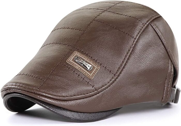 Men Adjustable PU Leather Ivy Cap Newsboy Hat Fishing Hat for Men - 图片 4