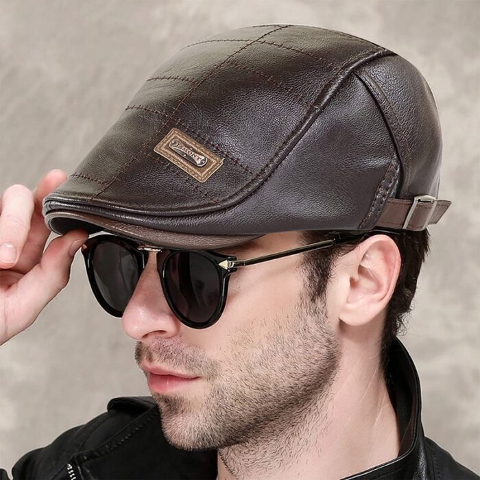 Men Adjustable PU Leather Ivy Cap Newsboy Hat Fishing Hat for Men - 图片 6