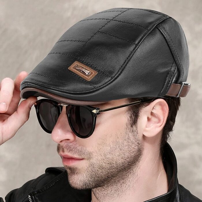Men Adjustable PU Leather Ivy Cap Newsboy Hat Fishing Hat for Men - 图片 8