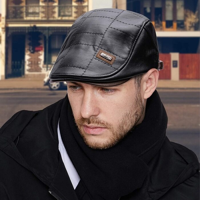 Men Adjustable PU Leather Ivy Cap Newsboy Hat Fishing Hat for Men - 图片 9