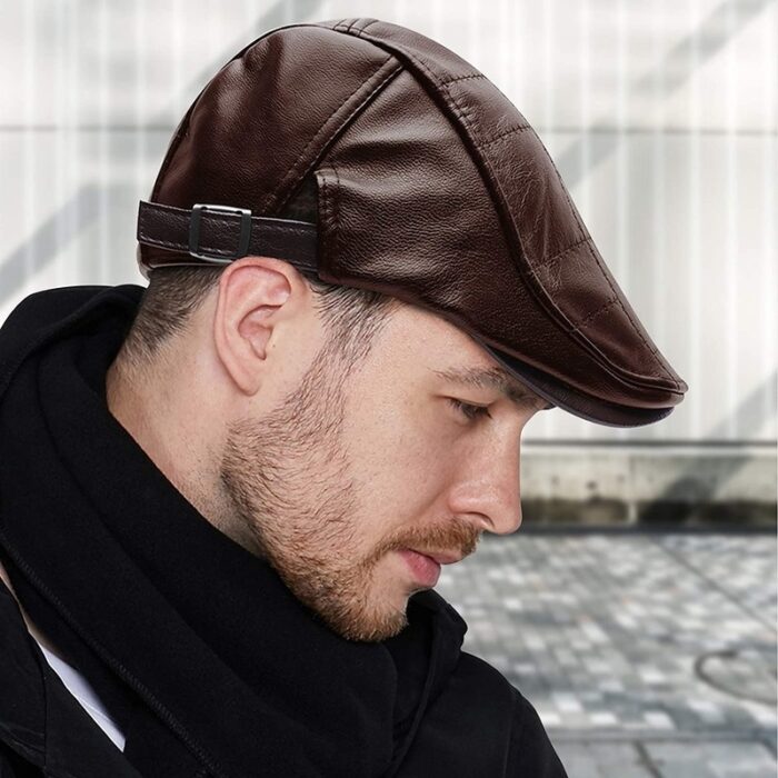 Men Adjustable PU Leather Ivy Cap Newsboy Hat Fishing Hat for Men - 图片 10