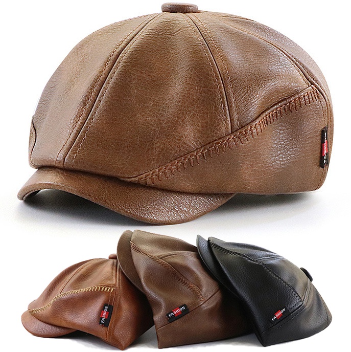 Men's Leather Cap  Beret Hunting Cap Beanie Trucker  Mens Sports Hat