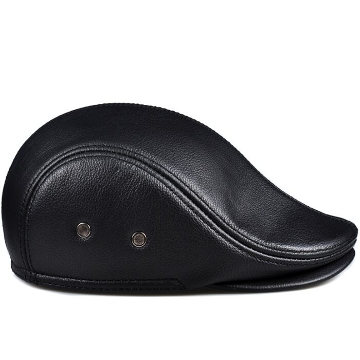 100% Real Genuine Leather Men's Hat Winter Warm Caps Baseball Cap Brand Newsboy Beret Hat  Hats Cowhide Cap