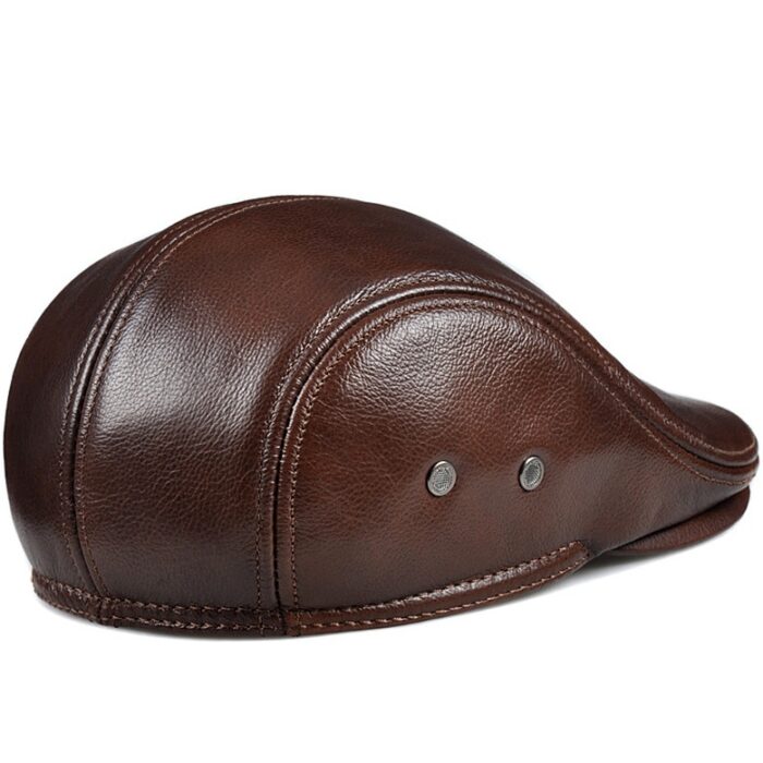 100% Real Genuine Leather Men's Hat Winter Warm Caps Baseball Cap Brand Newsboy Beret Hat  Hats Cowhide Cap