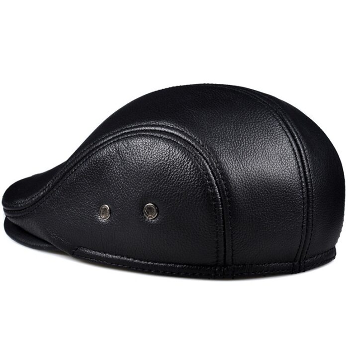 100% Real Genuine Leather Men's Hat Winter Warm Caps Baseball Cap Brand Newsboy Beret Hat  Hats Cowhide Cap