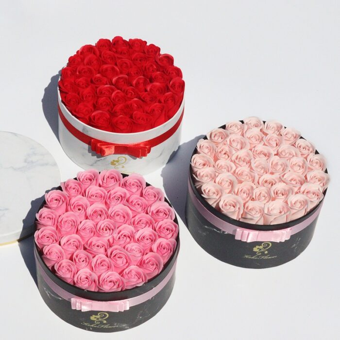 Rose Flowers Gift Box Soap Rose Flowers  Round Gift Box Romantic Gift for Valentines Day Gifts  Birthday Gifts  Christmas Day Gifts Environmentally Friendly Materials - 图片 14
