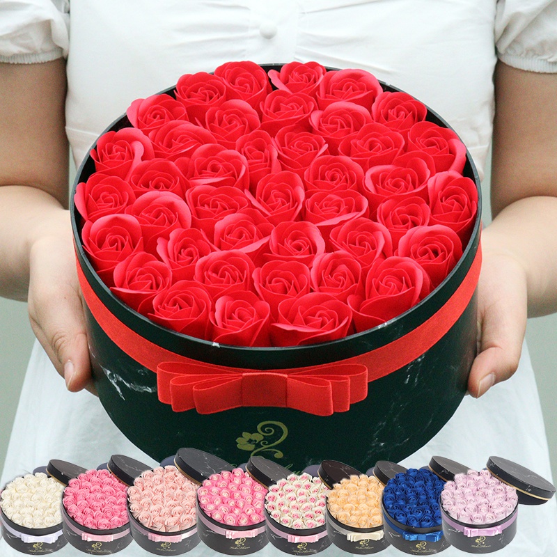 Rose Flowers Gift Box Soap Rose Flowers  Round Gift Box Romantic Gift for Valentines Day Gifts  Birthday Gifts  Christmas Day Gifts Environmentally Friendly Materials