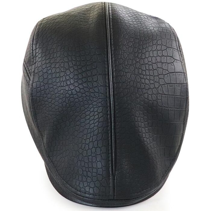 Men's Leather Beret Hunting Cap Beanie Trucker Leather Cap Mens Sports Hat - 图片 5